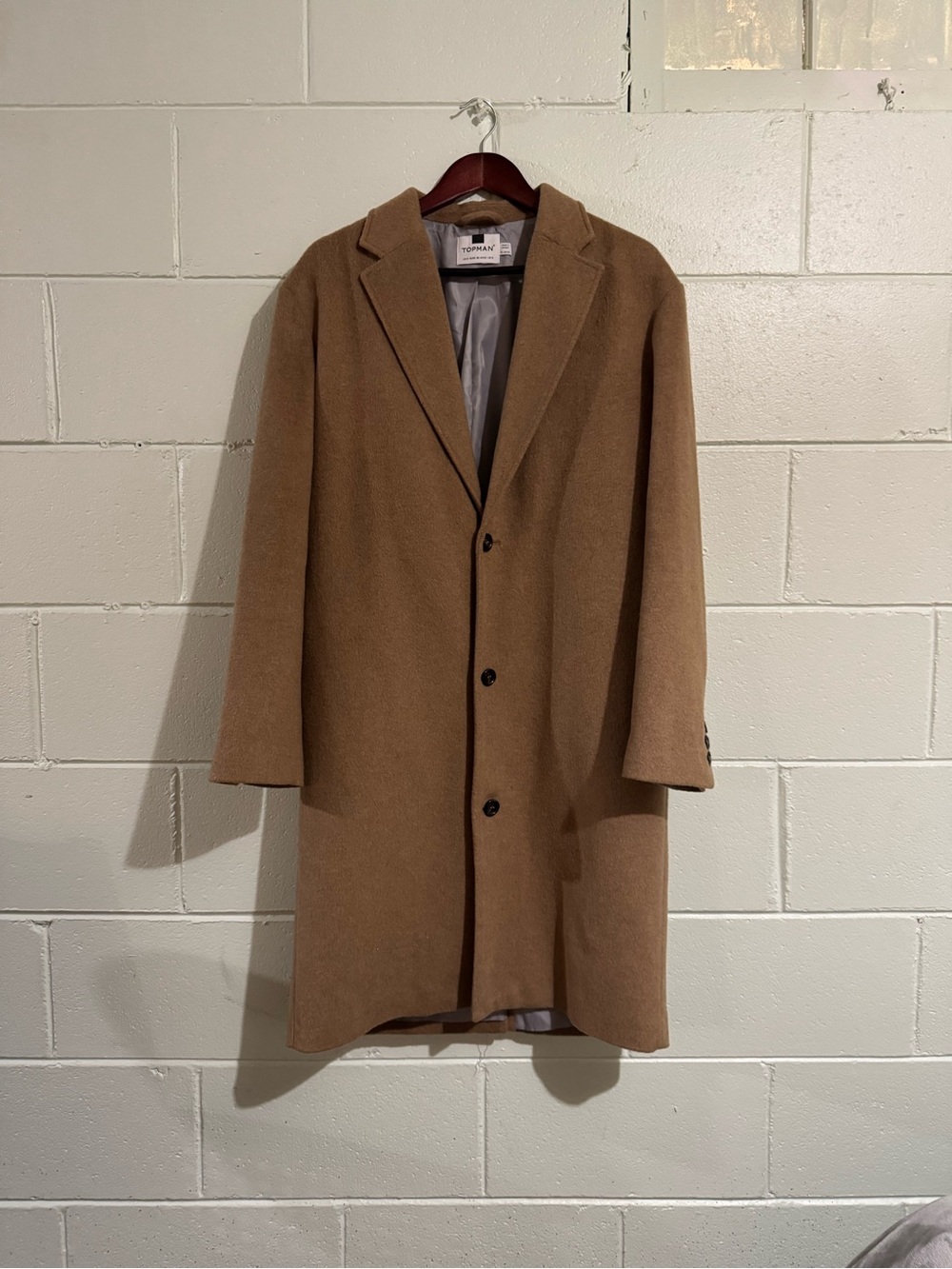 Topman Camel Single-Breasted Pea Coat